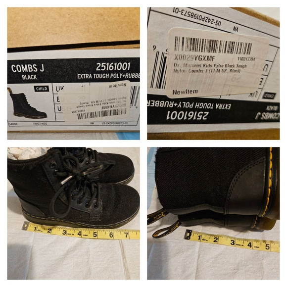 Dr. Martens Kids' Combs Lace Up Boot Toddler Size 12 Black NEW WITH BOX - Picture 12 of 12
